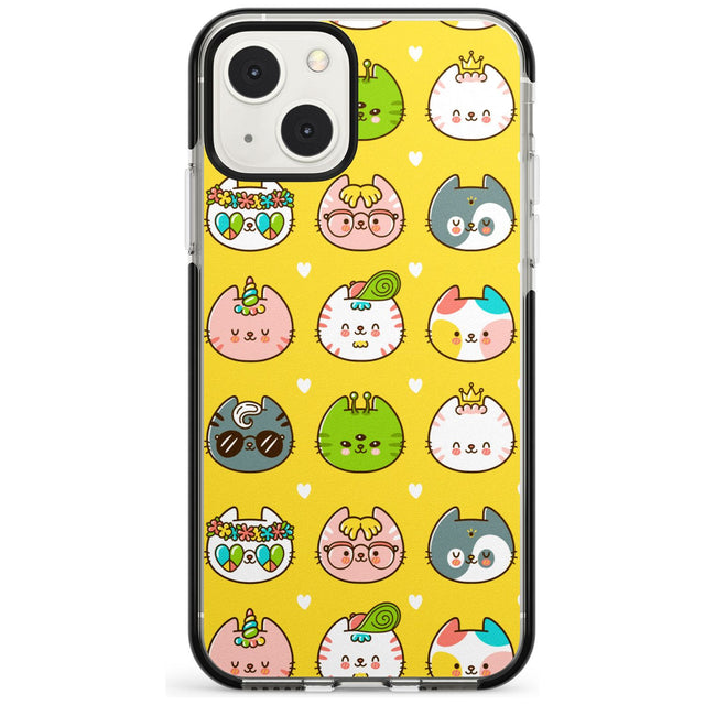 Mythical Cats Kawaii Pattern Black Impact Phone Case for iPhone 13 & 13 Mini