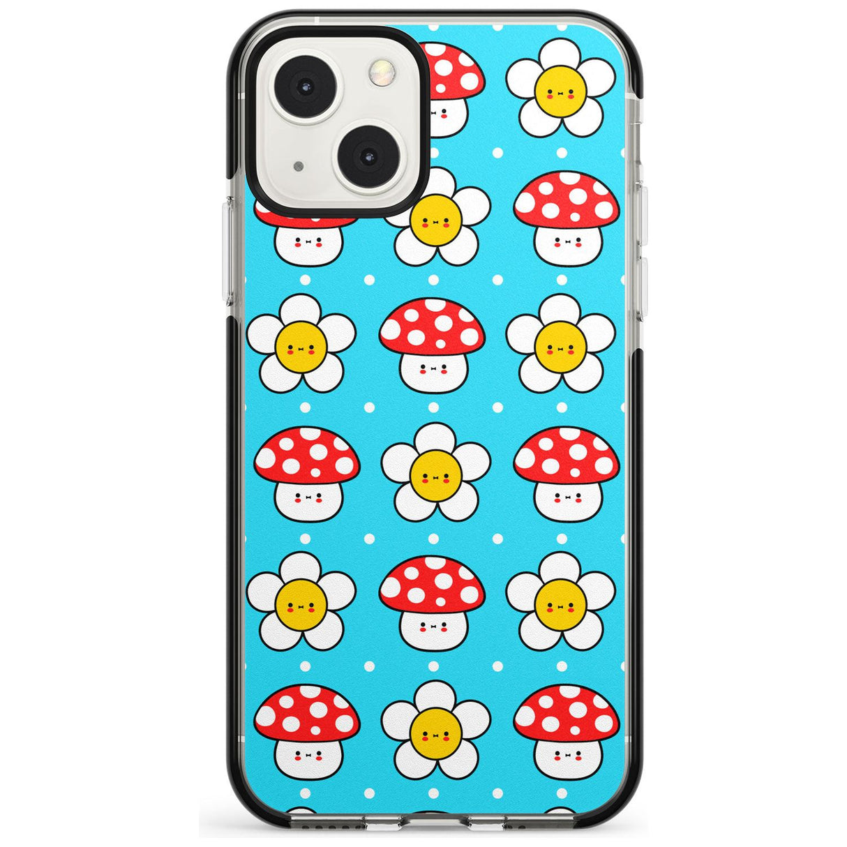 Shroom Bunnies Kawaii Pattern Black Impact Phone Case for iPhone 13 & 13 Mini