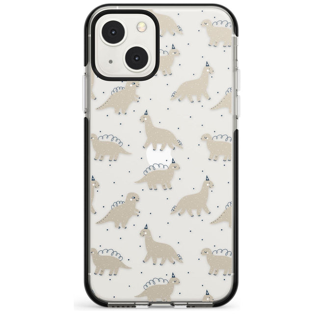 Adorable Dinosaurs Pattern (Clear) Phone Case iPhone 13 Mini / Black Impact Case Blanc Space
