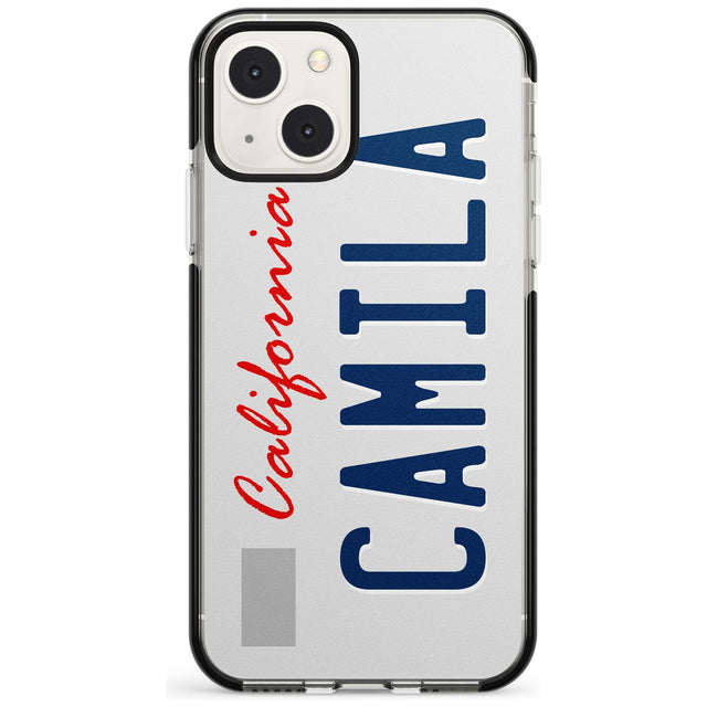California License Plate Custom Phone Case iPhone 13 Mini / Black Impact Case Blanc Space