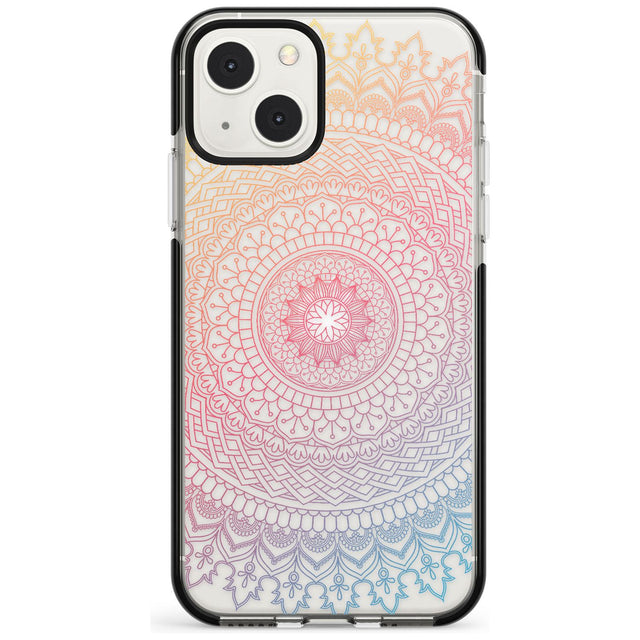 Large Rainbow Mandala Phone Case iPhone 13 Mini / Black Impact Case Blanc Space