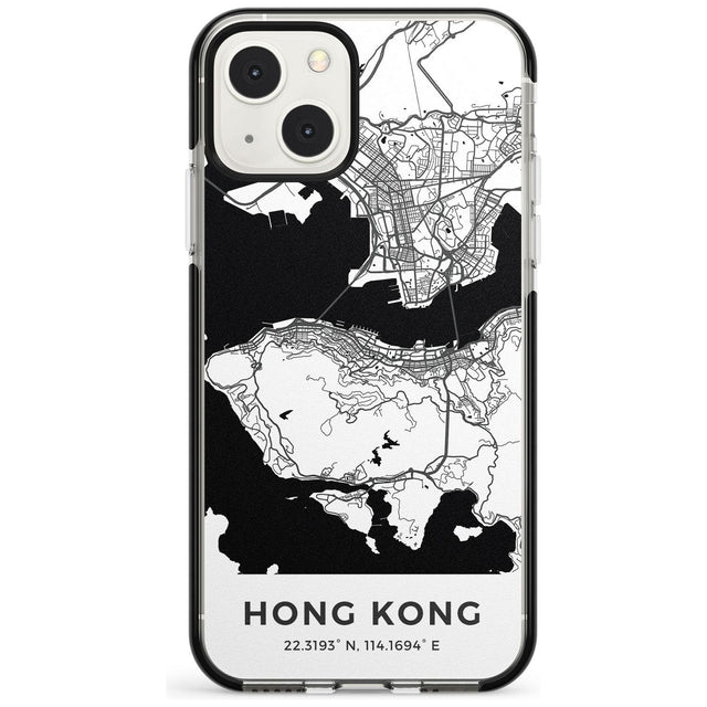 Map of Hong Kong Phone Case iPhone 13 Mini / Black Impact Case Blanc Space