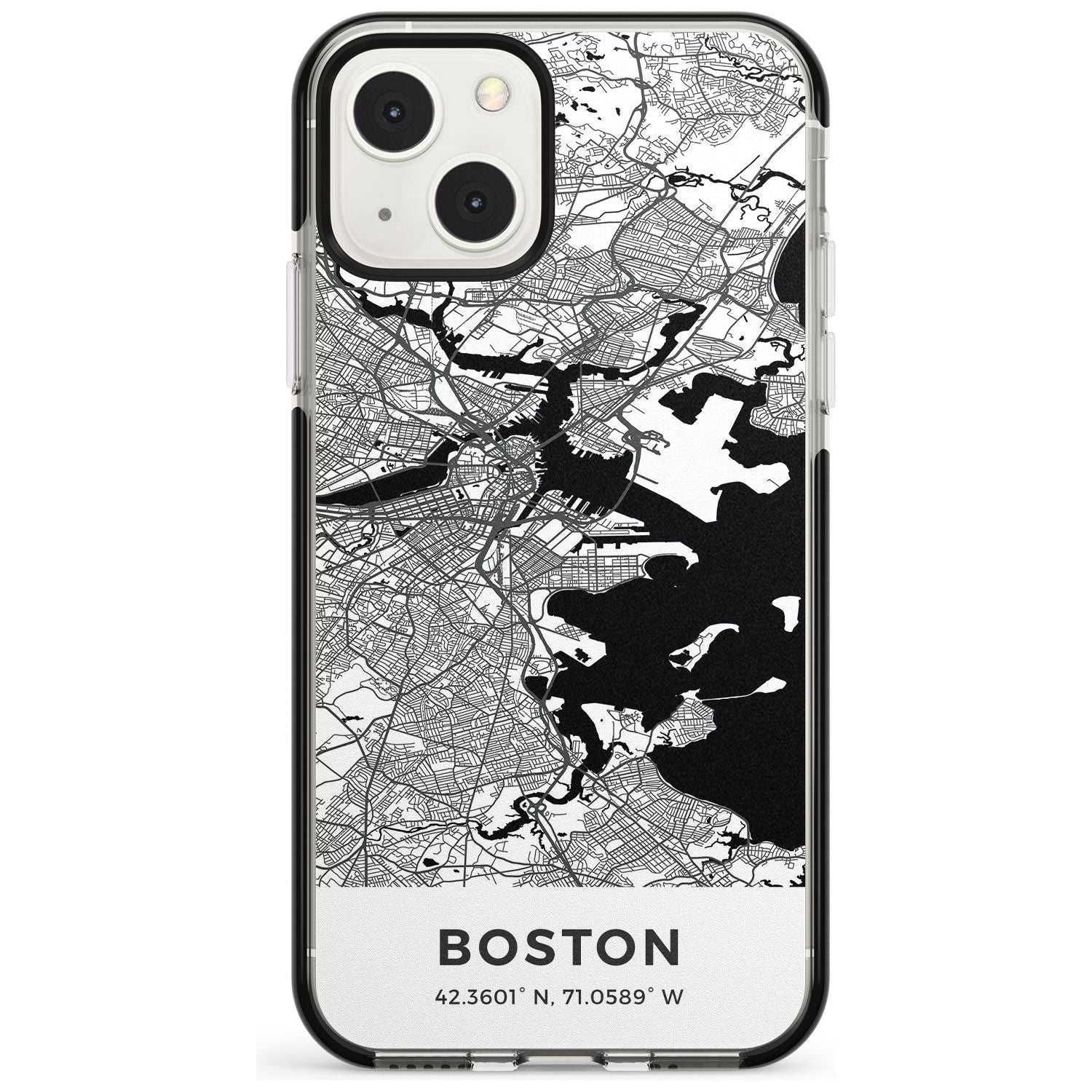 Map of Boston, Massachusetts Phone Case iPhone 13 Mini / Black Impact Case Blanc Space