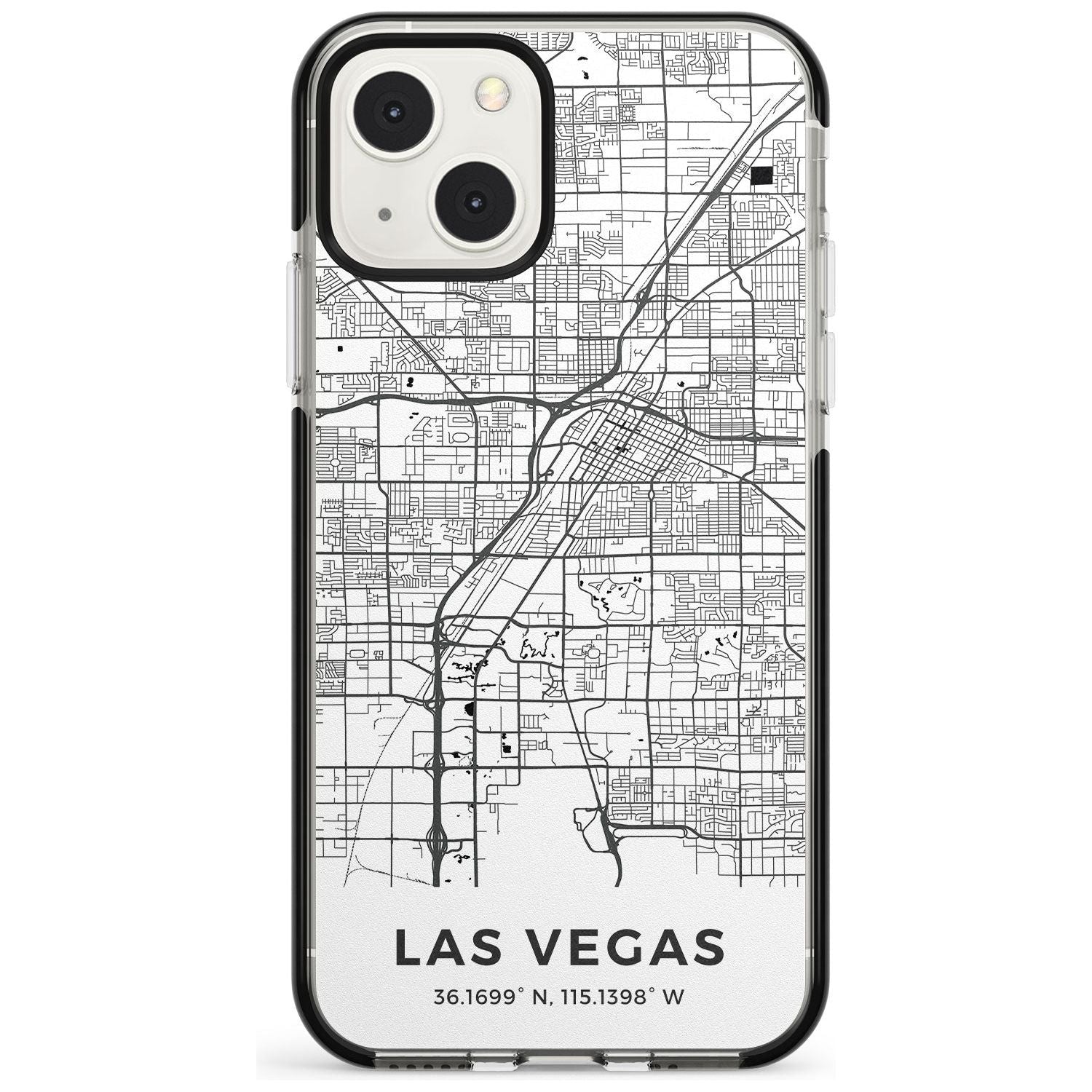 Map of Las Vegas, Nevada Phone Case iPhone 13 Mini / Black Impact Case Blanc Space