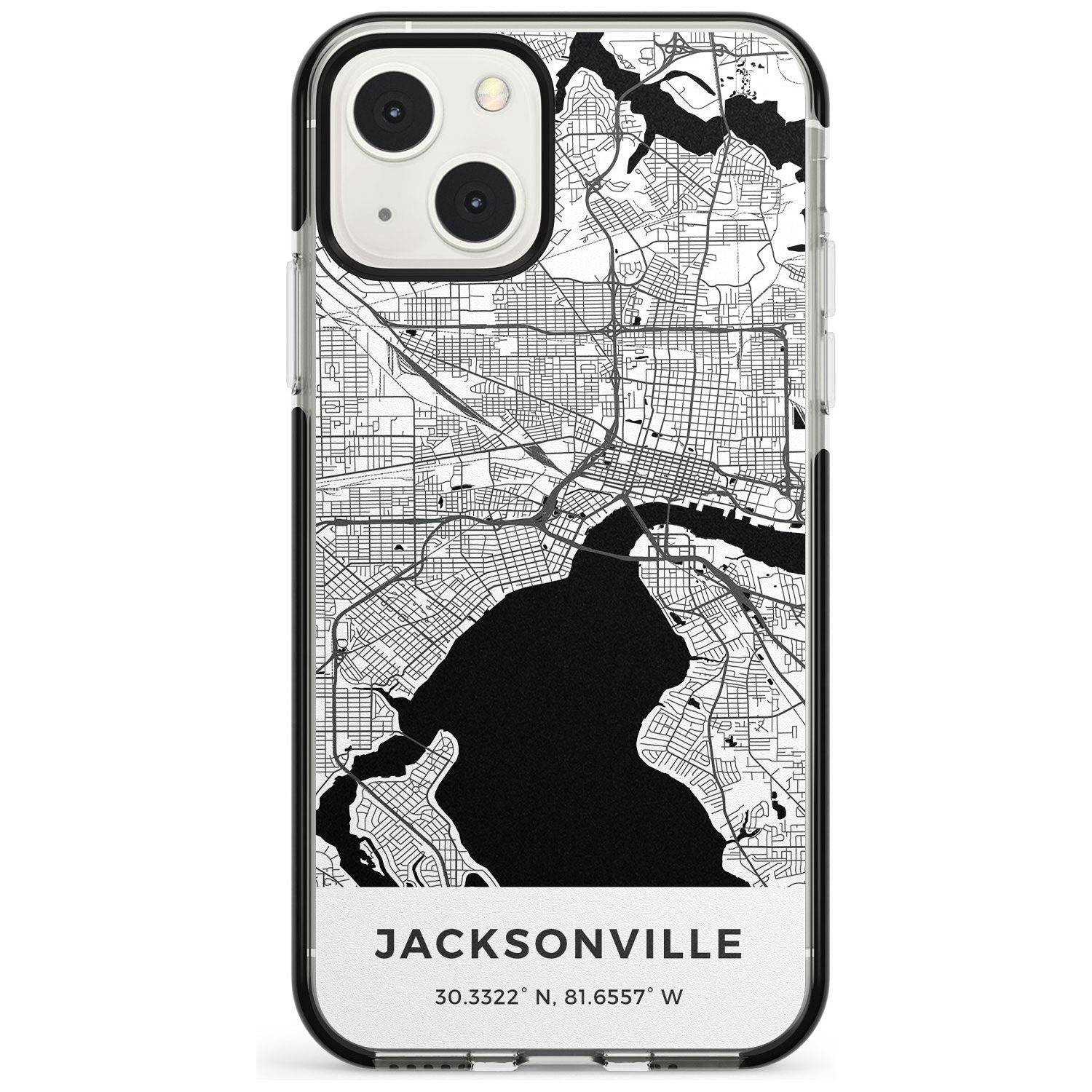 Map of Jacksonville, Florida Phone Case iPhone 13 Mini / Black Impact Case Blanc Space