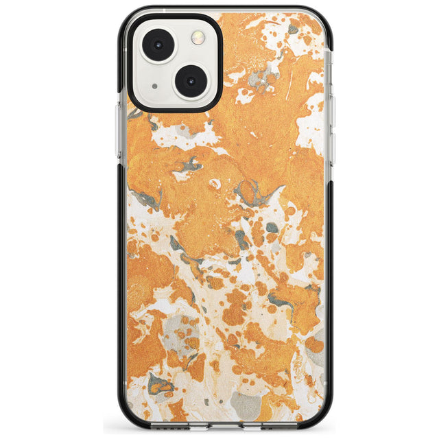 Orange Marbled Paper Pattern Phone Case iPhone 13 Mini / Black Impact Case Blanc Space