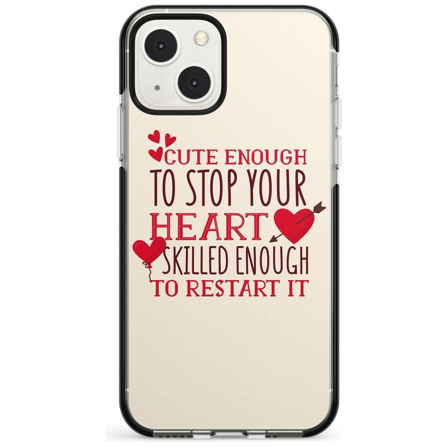 Medical Design Cute Enough to Stop Your Heart Phone Case iPhone 13 Mini / Black Impact Case Blanc Space