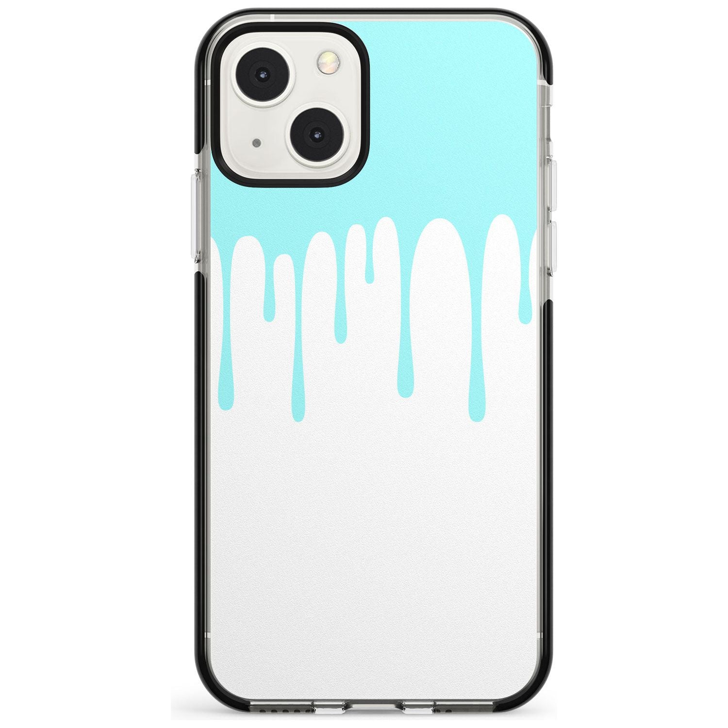 Melted Effect: Teal & White Phone Case iPhone 13 Mini / Black Impact Case Blanc Space