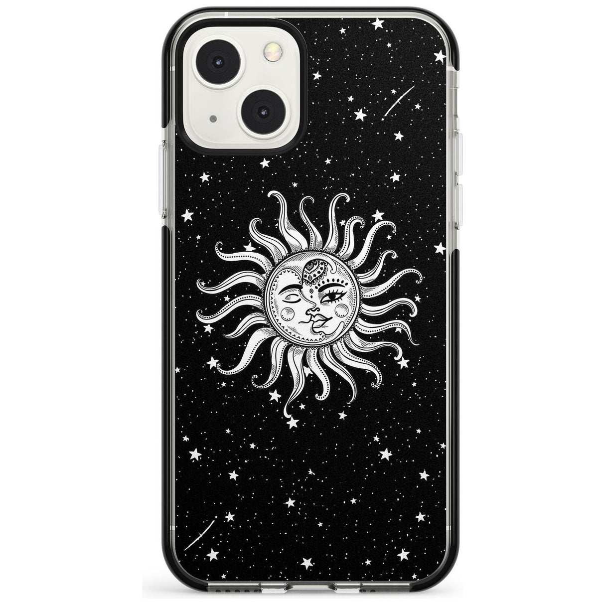 Mystic Sun Moon Phone Case iPhone 13 Mini / Black Impact Case Blanc Space