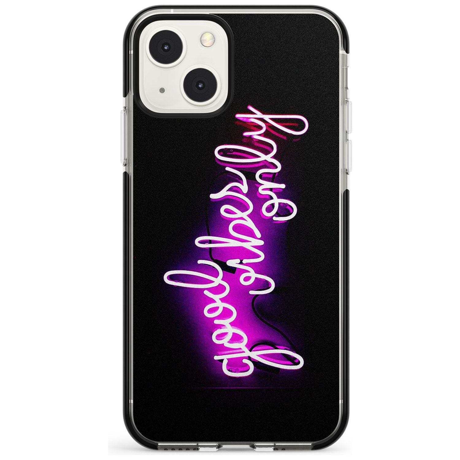 Good Vibes Only Pink Neon Phone Case iPhone 13 Mini / Black Impact Case Blanc Space