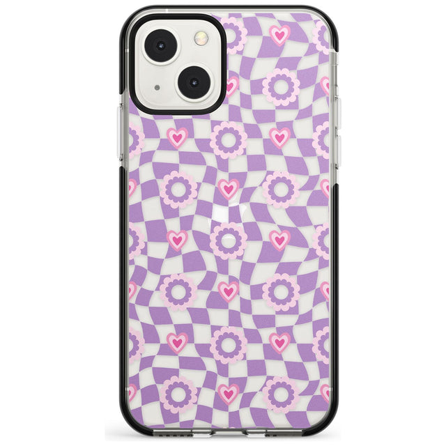 Checkered Love Pattern Black Impact Phone Case for iPhone 13 & 13 Mini