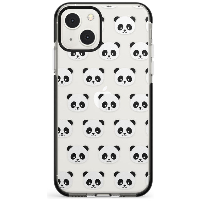 Panda Face Pattern Phone Case iPhone 13 Mini / Black Impact Case Blanc Space