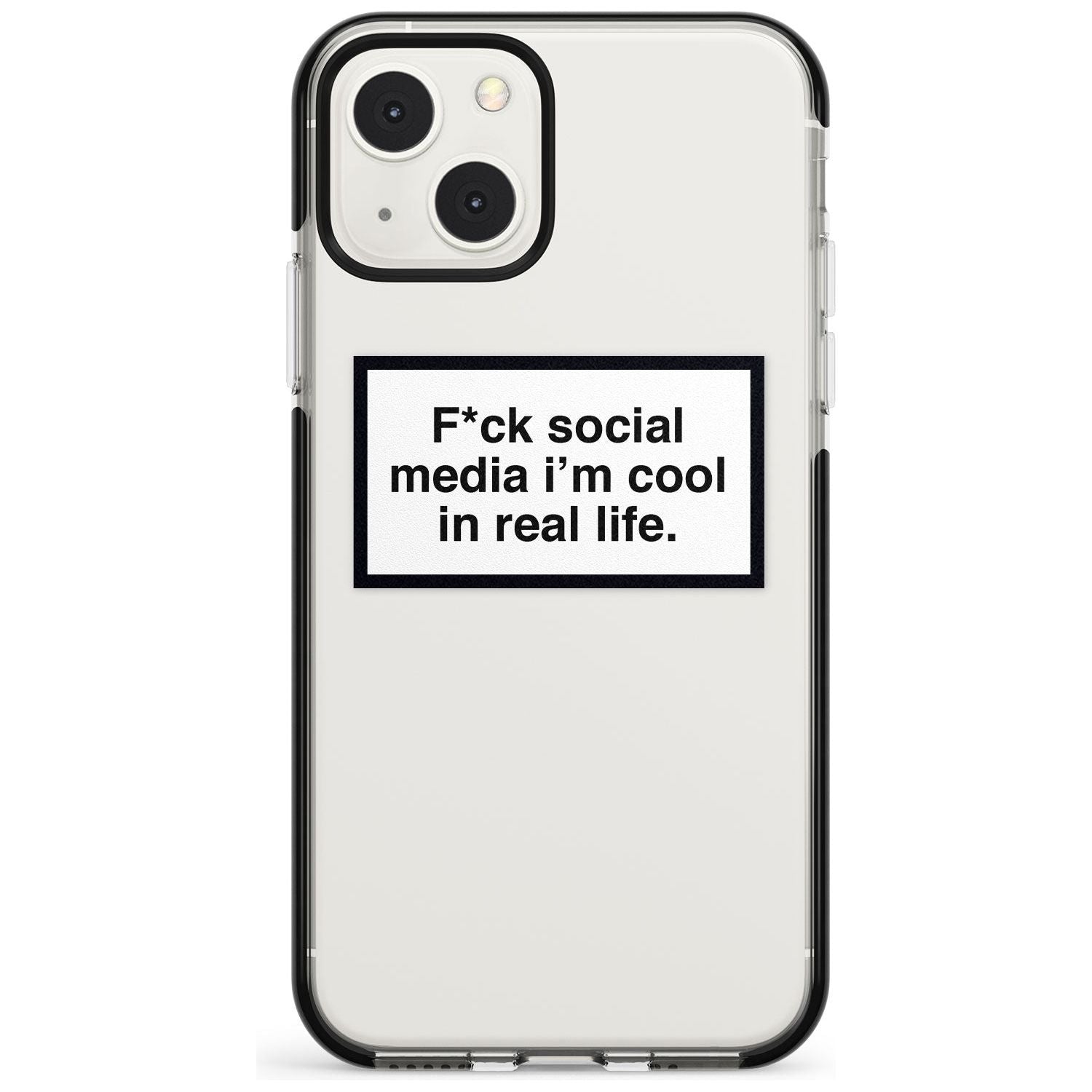 F*ck Social Media Phone Case iPhone 13 Mini / Black Impact Case Blanc Space