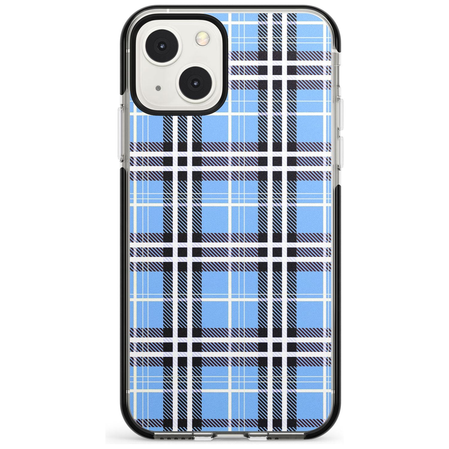 Blue Plaid Phone Case iPhone 13 Mini / Black Impact Case Blanc Space