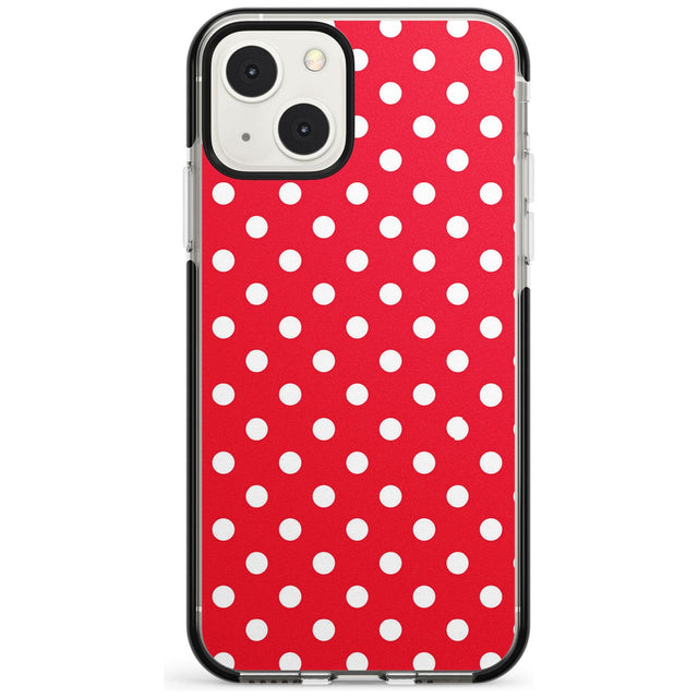 Designer Lava Red Polka Dot Phone Case iPhone 13 Mini / Black Impact Case Blanc Space