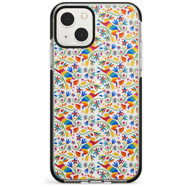 Floral Rabbit Pattern in Rainbow Phone Case iPhone 13 Mini / Black Impact Case Blanc Space