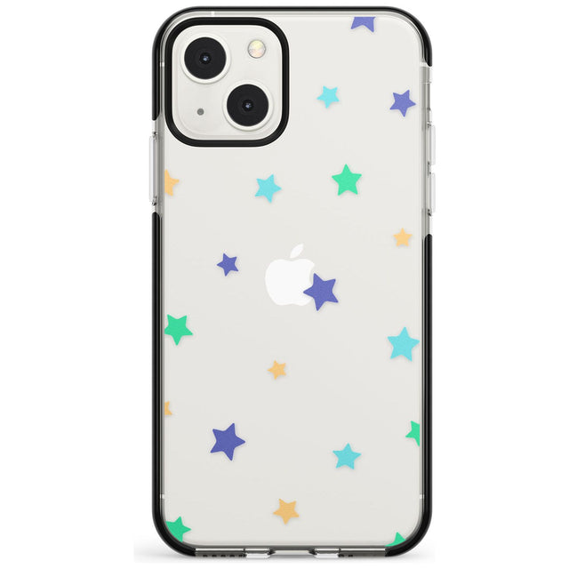 Pastel Stars Pattern Phone Case iPhone 13 Mini / Black Impact Case Blanc Space