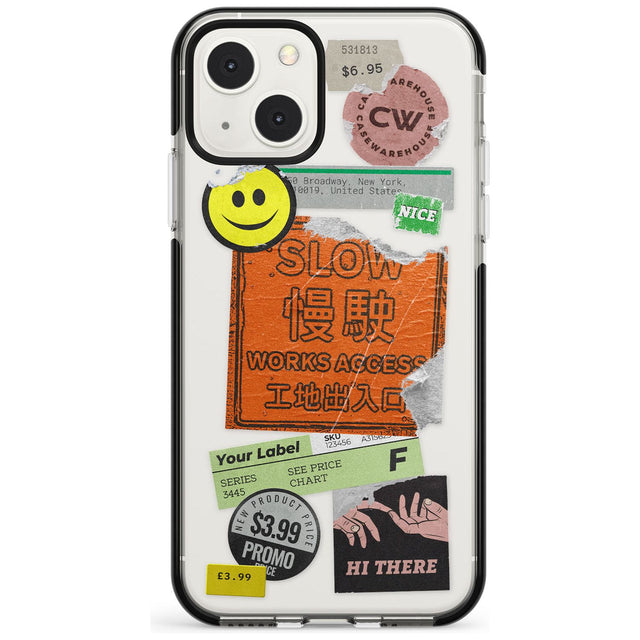 Kanji Signs Sticker Mix Phone Case iPhone 13 Mini / Black Impact Case Blanc Space