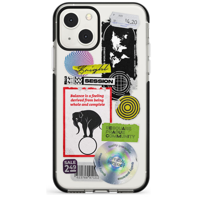 Peeled Sticker Mix Phone Case iPhone 13 Mini / Black Impact Case Blanc Space