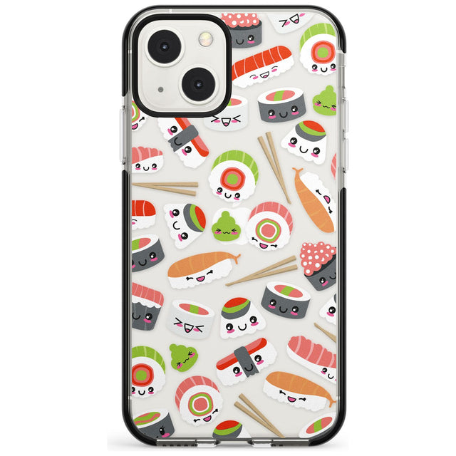 Kawaii Sushi Mix Phone Case iPhone 13 Mini / Black Impact Case Blanc Space