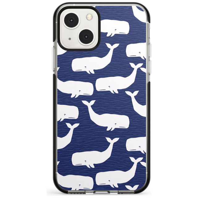 Cute Whales Phone Case iPhone 13 Mini / Black Impact Case Blanc Space