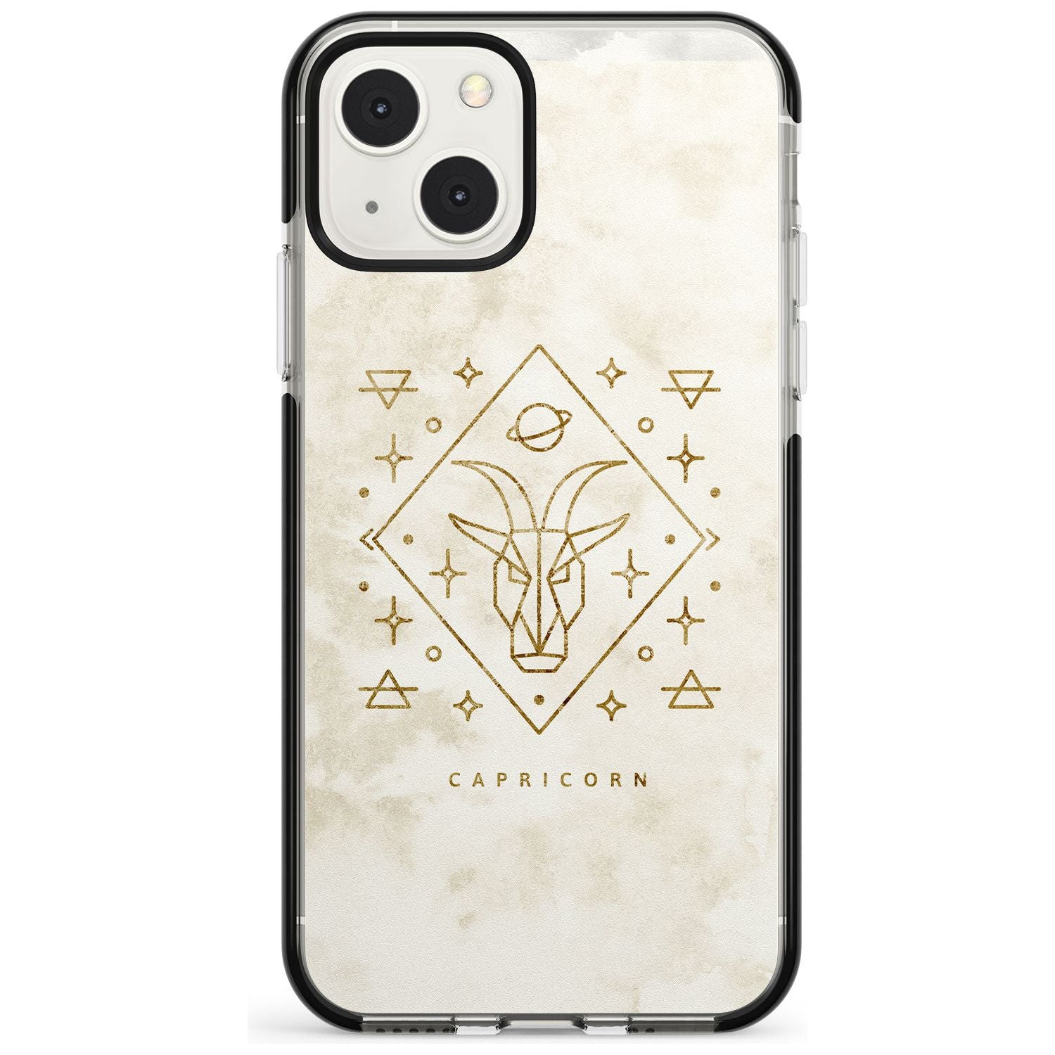 Capricorn Emblem - Solid Gold Marbled Design Phone Case iPhone 13 Mini / Black Impact Case Blanc Space