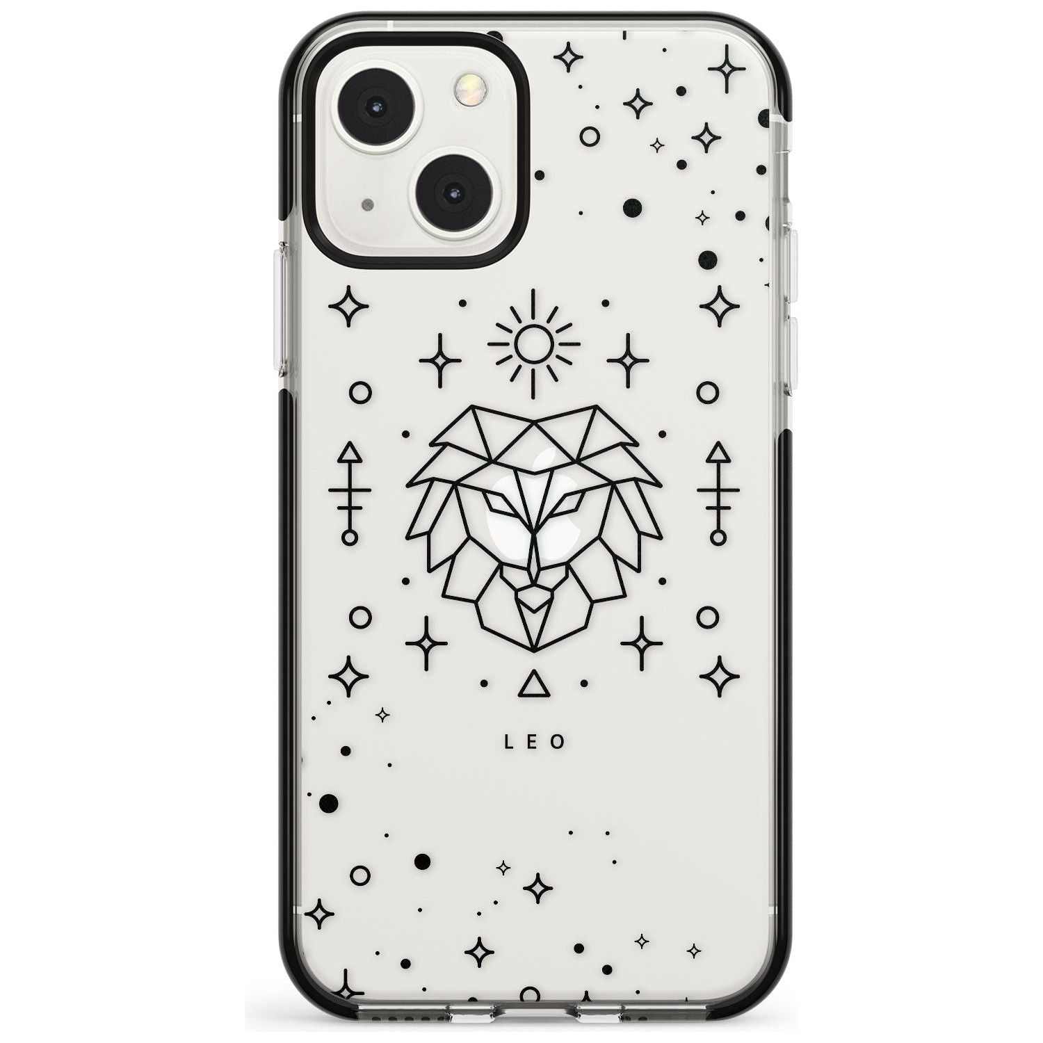 Leo Emblem - Transparent Design Phone Case iPhone 13 Mini / Black Impact Case Blanc Space