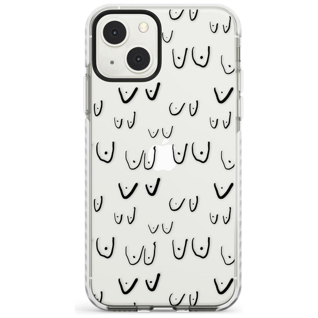 Free the boob (Black) Phone Case iPhone 13 Mini / Impact Case Blanc Space