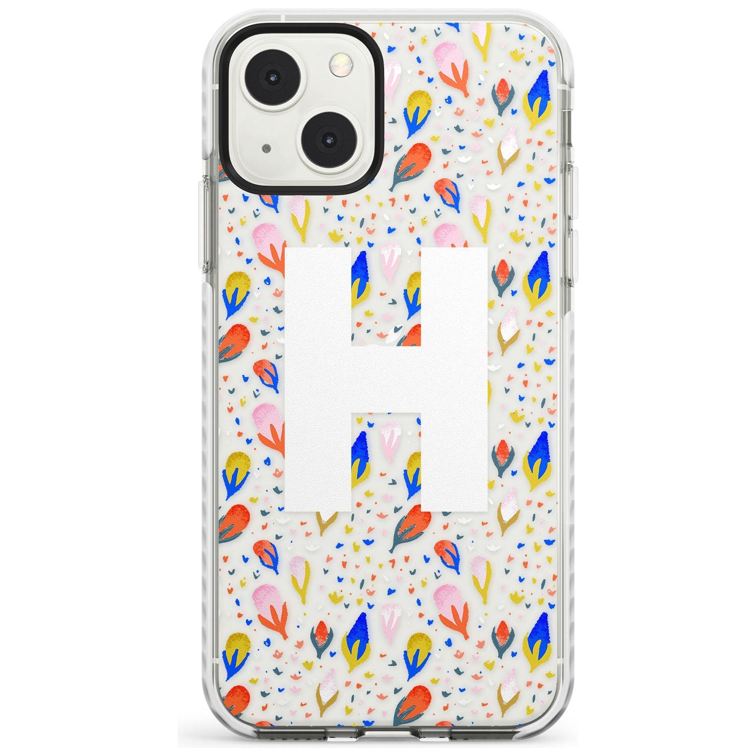 Personalised White Monogram Floral Custom Phone Case iPhone 13 Mini / Impact Case Blanc Space