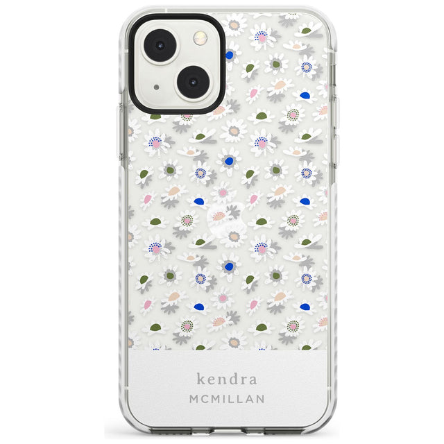 Personalised Grey & White Daisies Floral Design Custom Phone Case iPhone 13 Mini / Impact Case Blanc Space