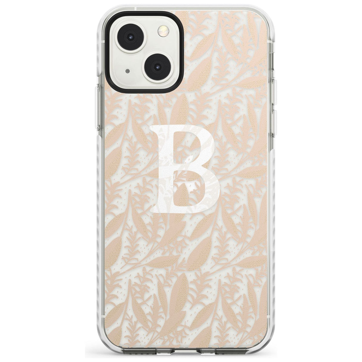 Personalised Subtle Monogram Abstract Floral Custom Phone Case iPhone 13 Mini / Impact Case Blanc Space