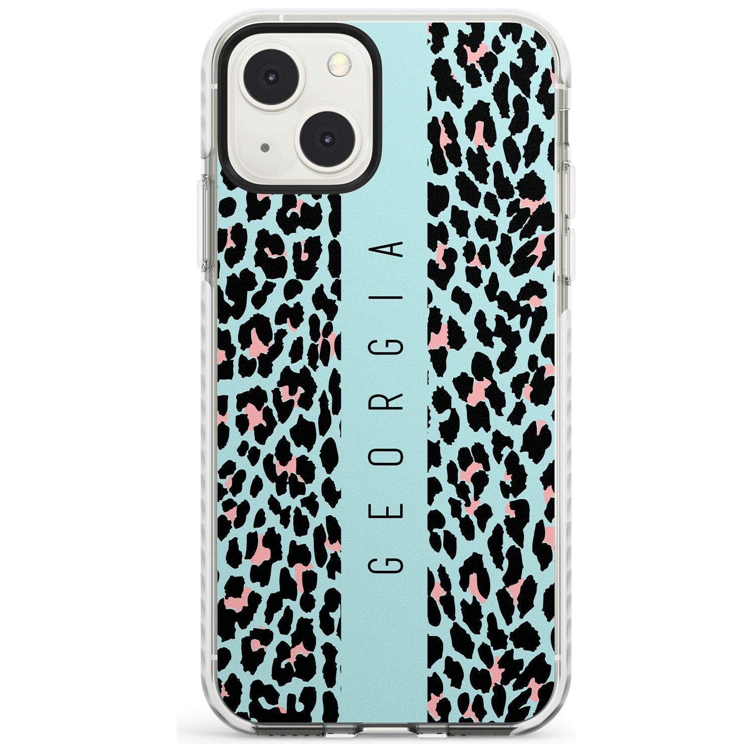 Personalised Blue Leopard Spots Custom Phone Case iPhone 13 Mini / Impact Case Blanc Space