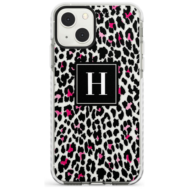 Personalised Pink Monogram Leopard Spots Custom Phone Case iPhone 13 Mini / Impact Case Blanc Space