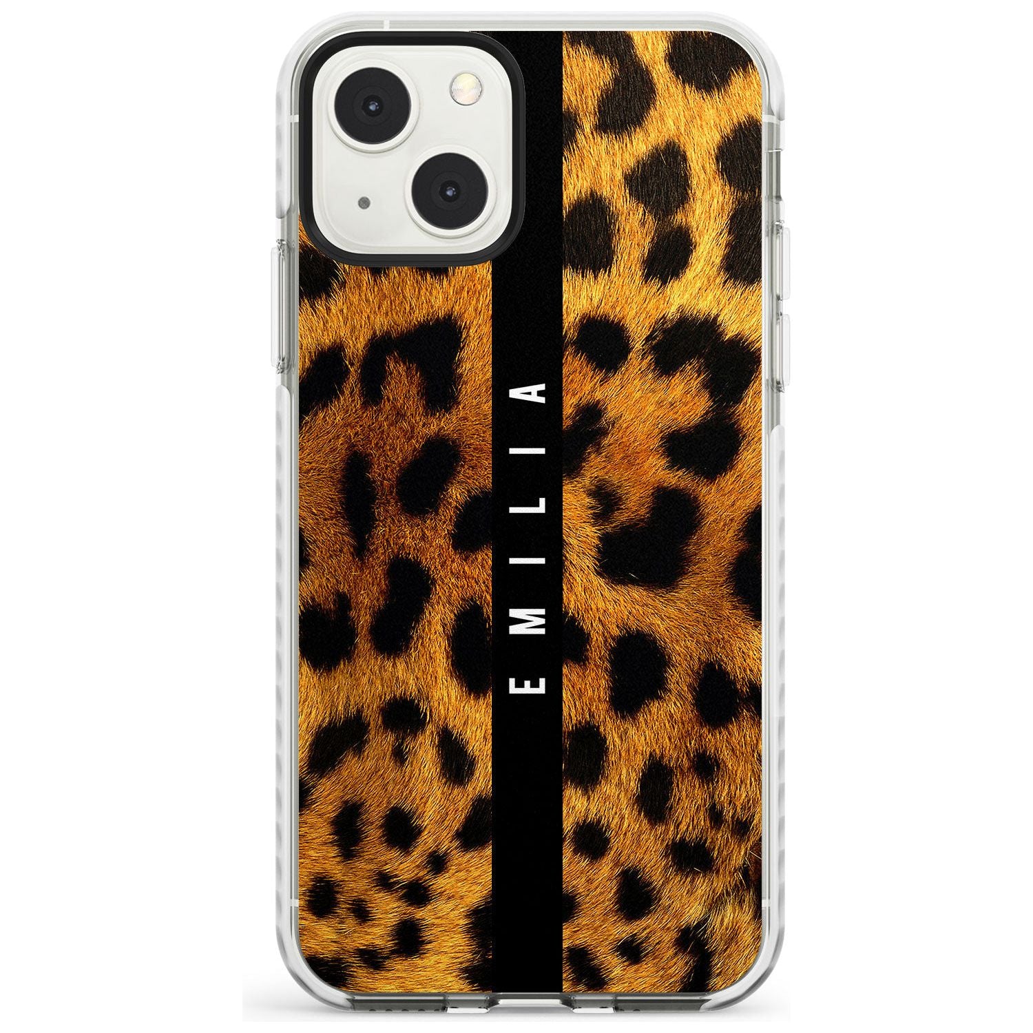 Personalised Leopard Print Custom Phone Case iPhone 13 Mini / Impact Case Blanc Space