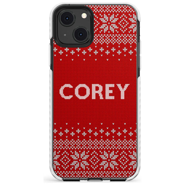 Personalised Red Christmas Knitted Jumper Impact Phone Case for iPhone 13 & 13 Mini