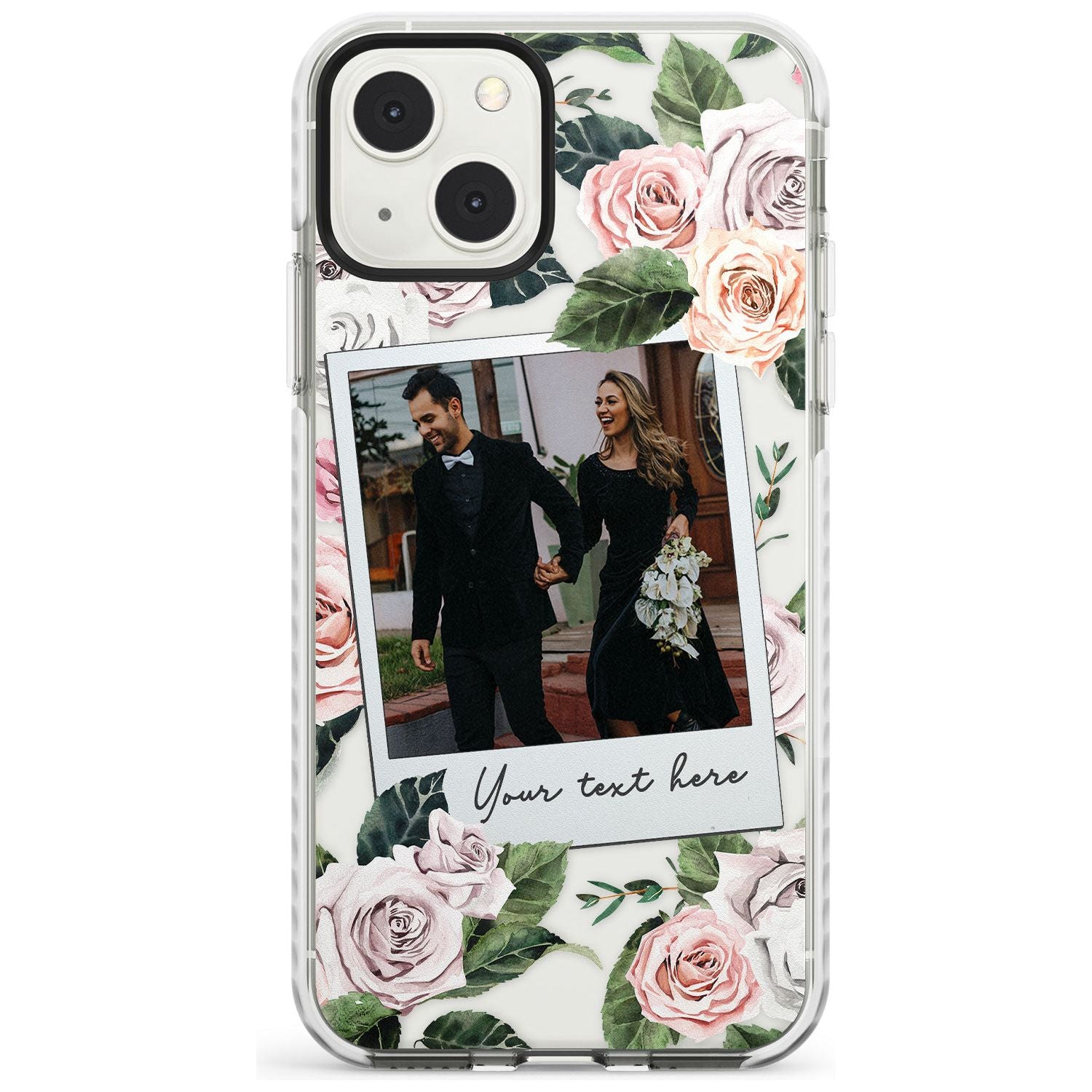 Personalised Floral Instant Film Photo Custom Phone Case iPhone 13 Mini / Impact Case Blanc Space