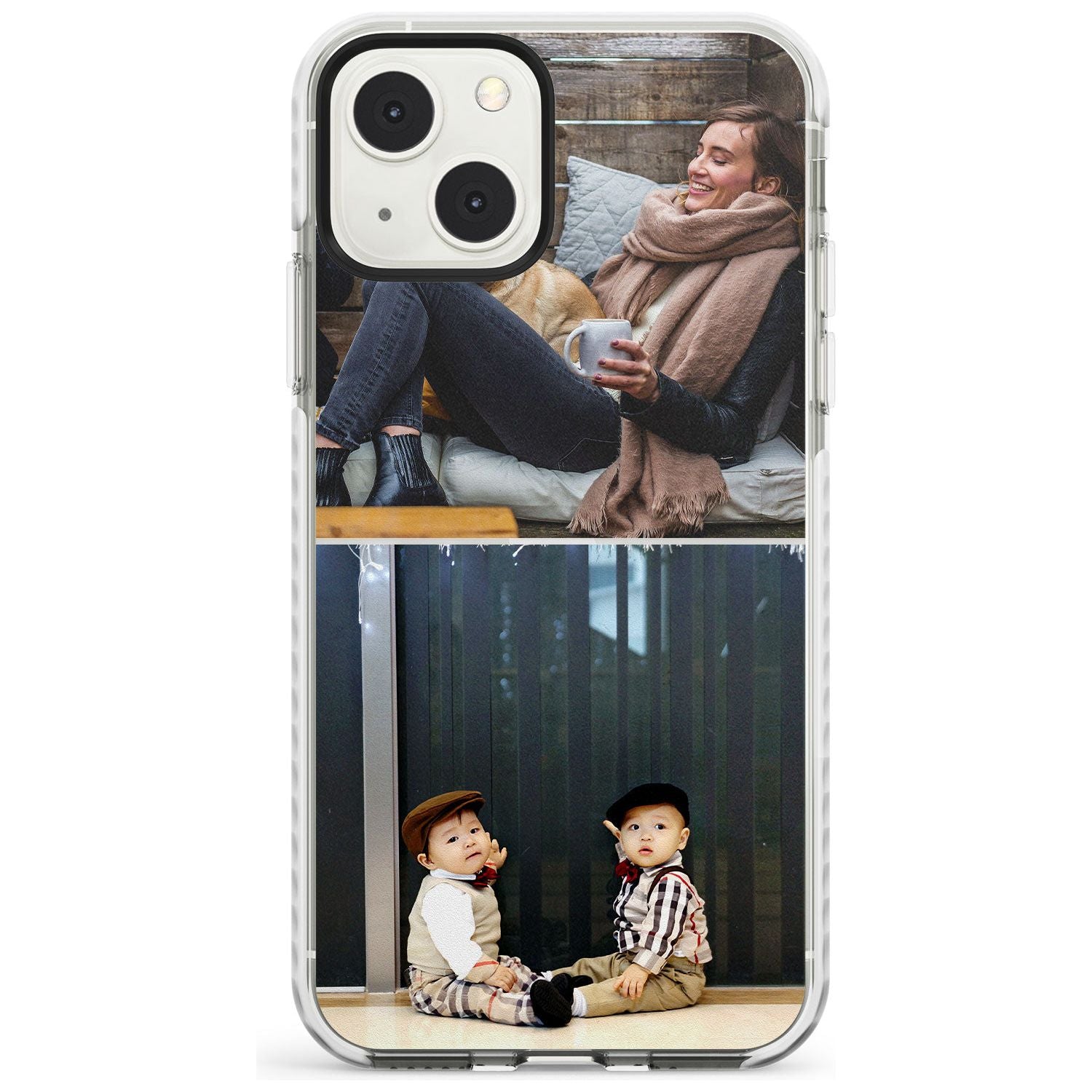 Personalised 2 Photo Grid Custom Phone Case iPhone 13 Mini / Impact Case Blanc Space