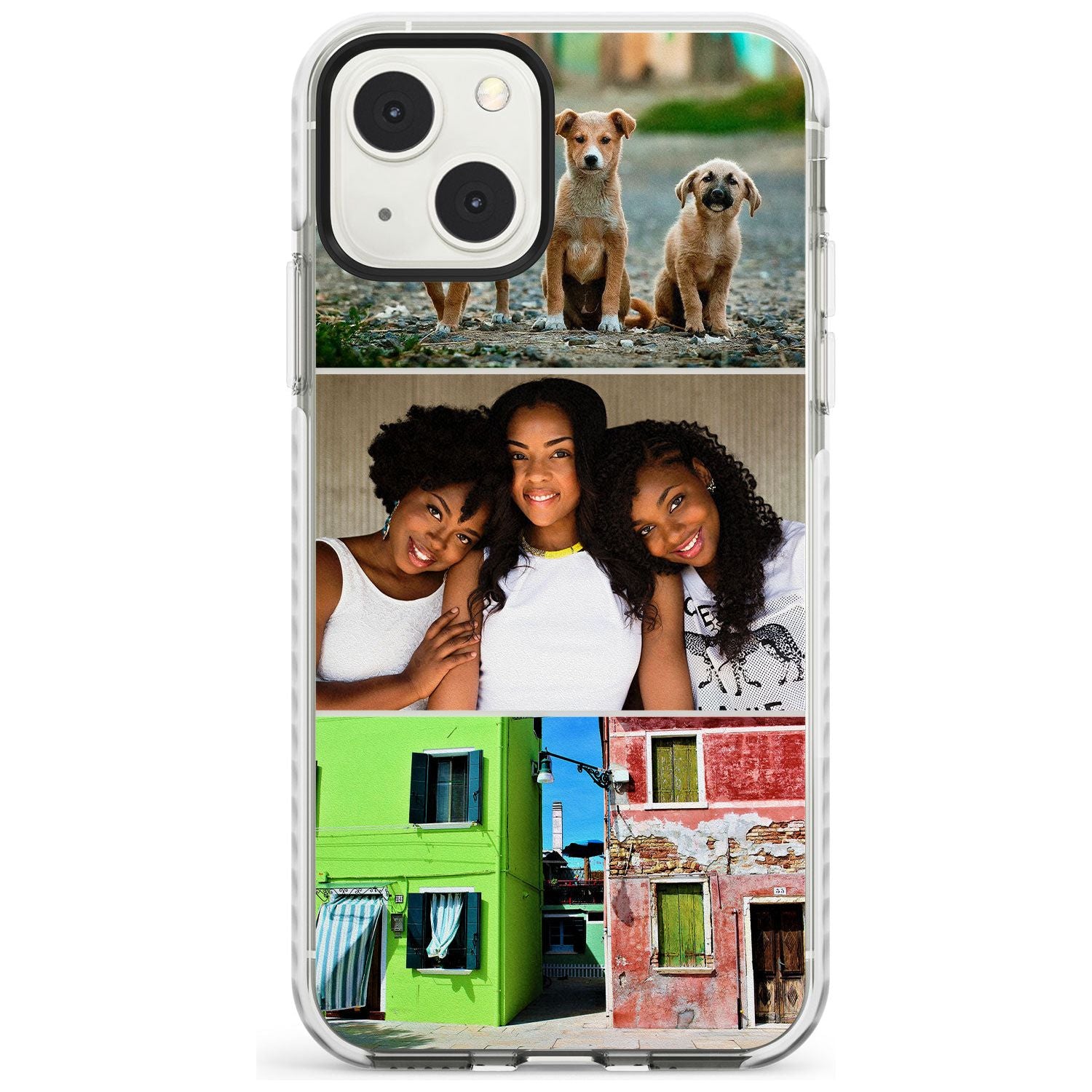 Personalised 3 Photo Grid Custom Phone Case iPhone 13 Mini / Impact Case Blanc Space