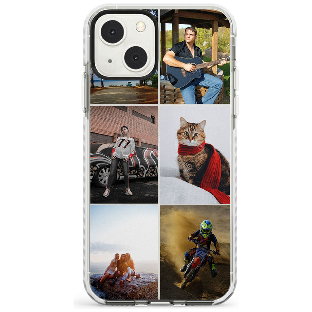 Personalised 6 Photo Grid Custom Phone Case iPhone 13 Mini / Impact Case Blanc Space