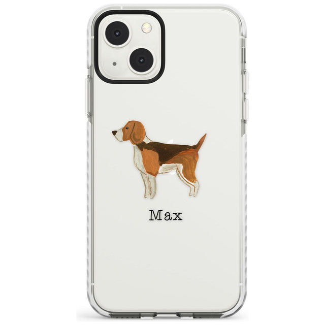 Personalised Hand Painted Beagle Custom Phone Case iPhone 13 Mini / Impact Case Blanc Space