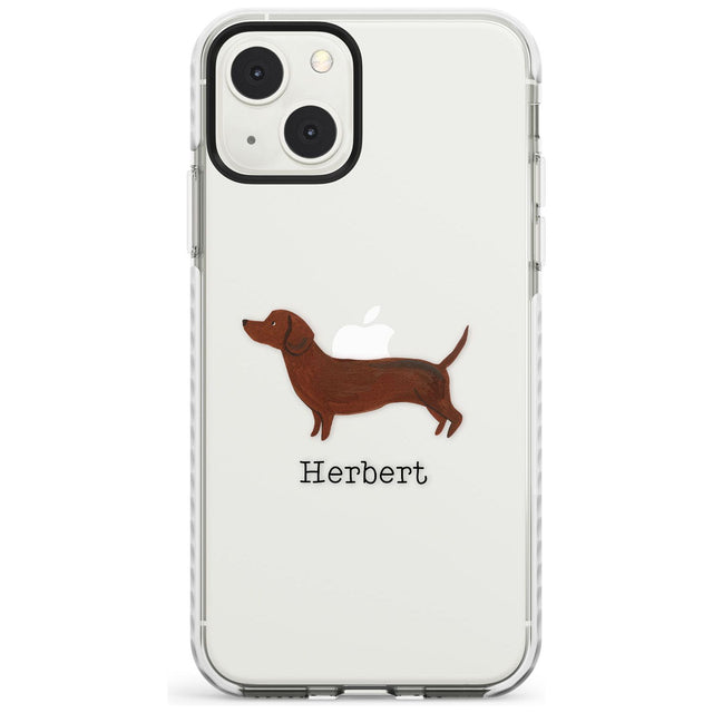 Personalised Hand Painted Sausage Dog Custom Phone Case iPhone 13 Mini / Impact Case Blanc Space