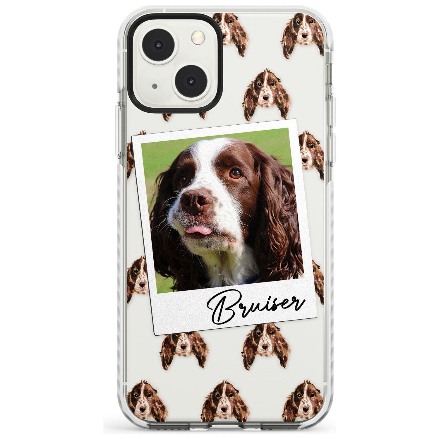 Personalised Springer Spaniel - Dog Photo Custom Phone Case iPhone 13 Mini / Impact Case Blanc Space