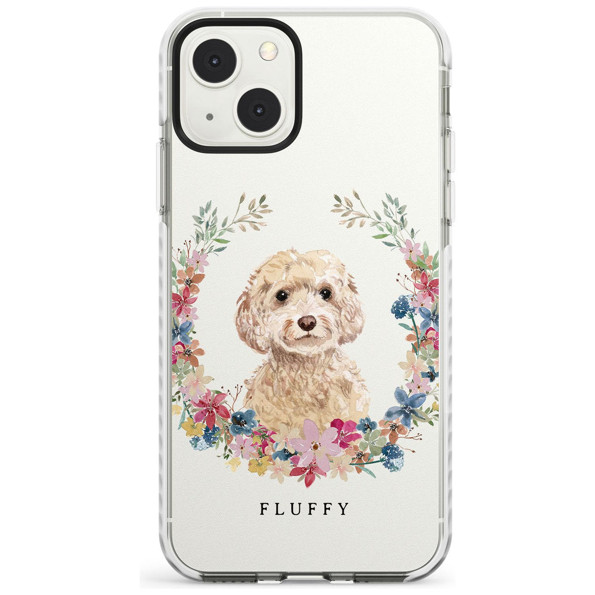Personalised Champagne Cockapoo - Watercolour Dog Portrait Custom Phone Case iPhone 13 Mini / Impact Case Blanc Space
