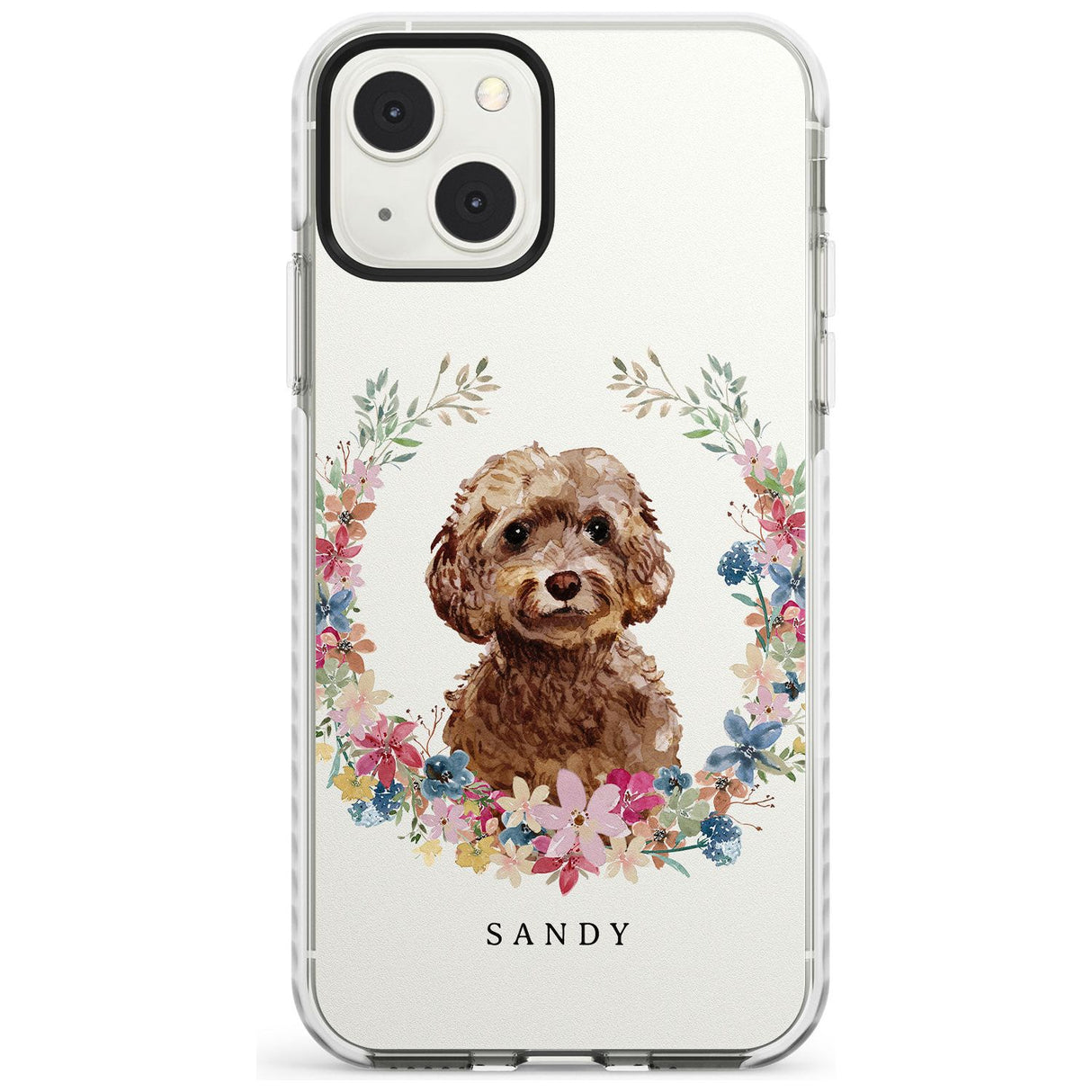 Personalised Brown Cockapoo - Watercolour Dog Portrait Custom Phone Case iPhone 13 Mini / Impact Case Blanc Space