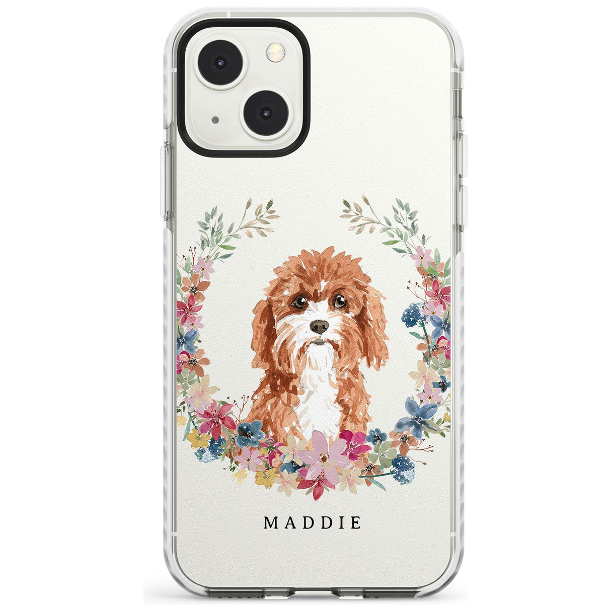 Personalised Cavapoo - Watercolour Dog Portrait Custom Phone Case iPhone 13 Mini / Impact Case Blanc Space