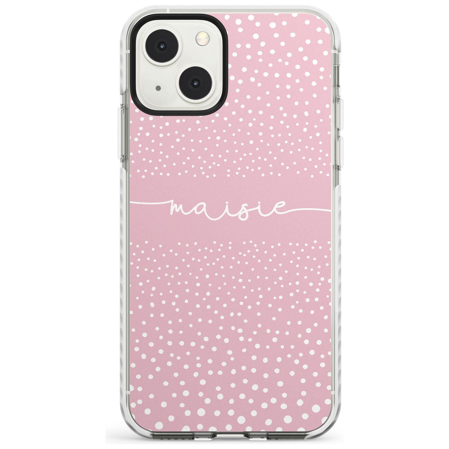 Personalised Pink Dots Custom Phone Case iPhone 13 Mini / Impact Case Blanc Space