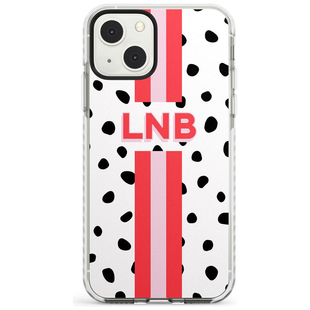 Personalised Polka & Pink Stripe Custom Phone Case iPhone 13 Mini / Impact Case Blanc Space