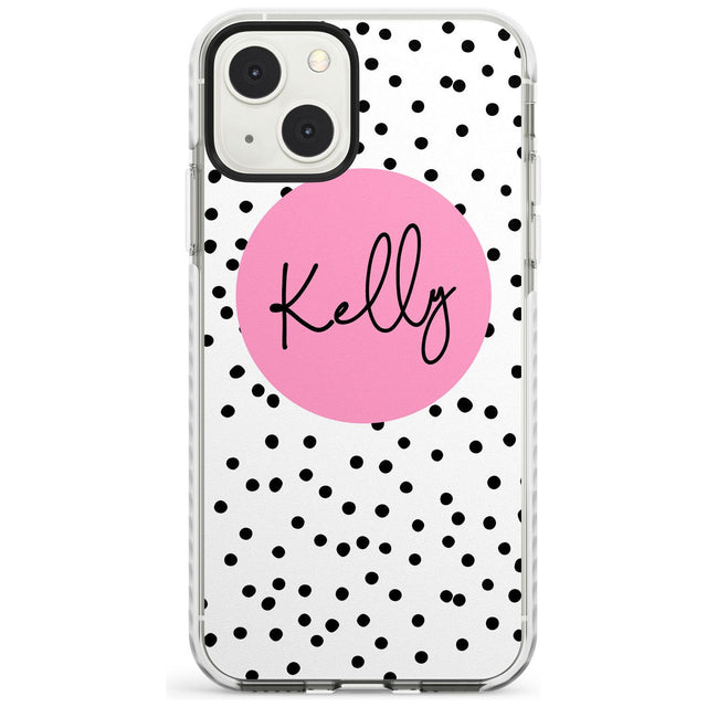 Personalised Pink Circle & Dots Custom Phone Case iPhone 13 Mini / Impact Case Blanc Space