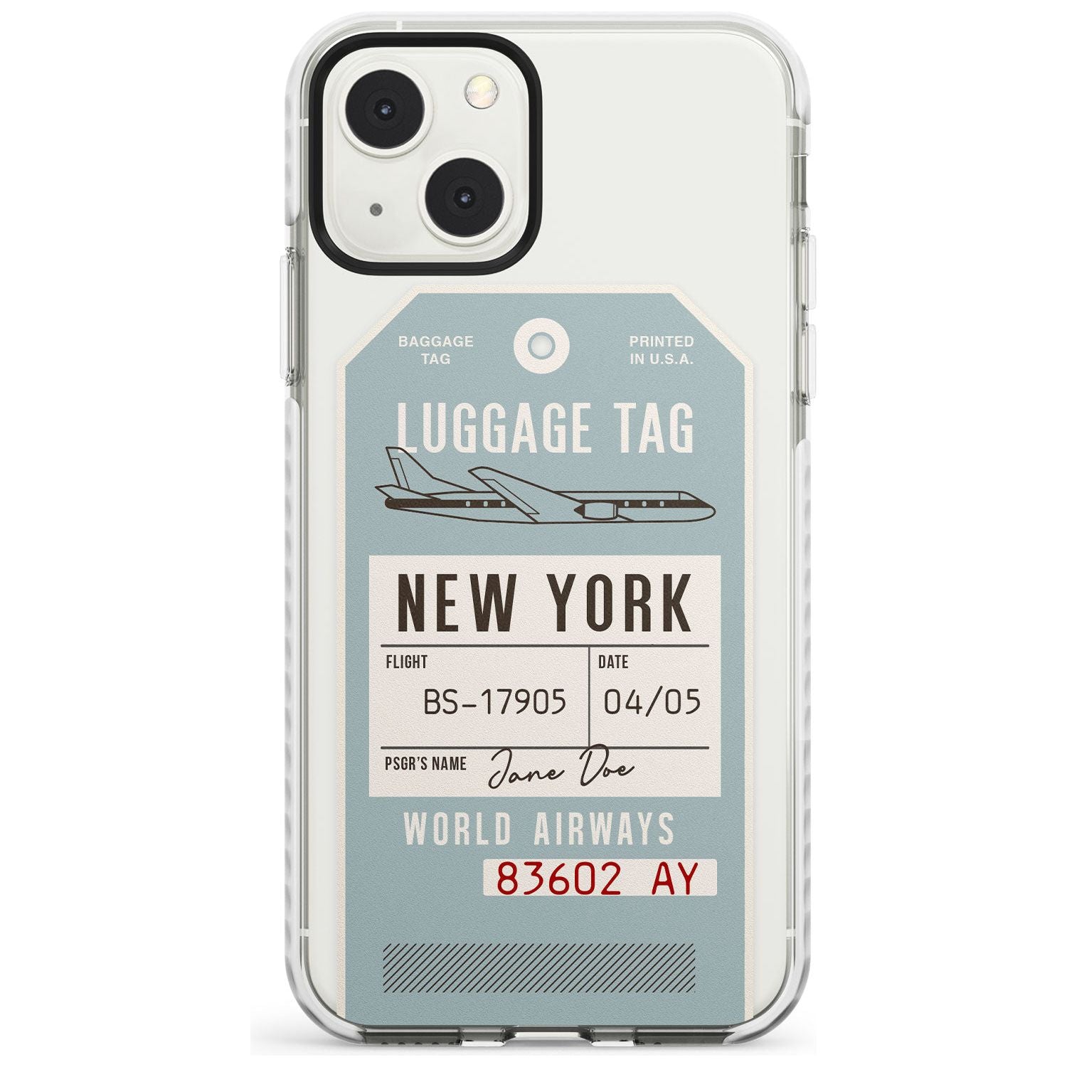 Personalised Vintage USA Luggage Tag Custom Phone Case iPhone 13 Mini / Impact Case Blanc Space