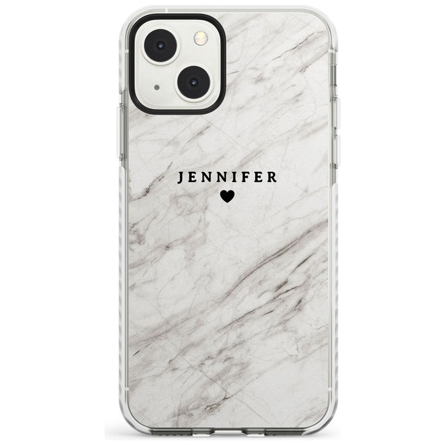 Personalised Light Grey & White Marble Texture Custom Phone Case iPhone 13 Mini / Impact Case Blanc Space